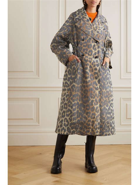 ganni leopard print coat